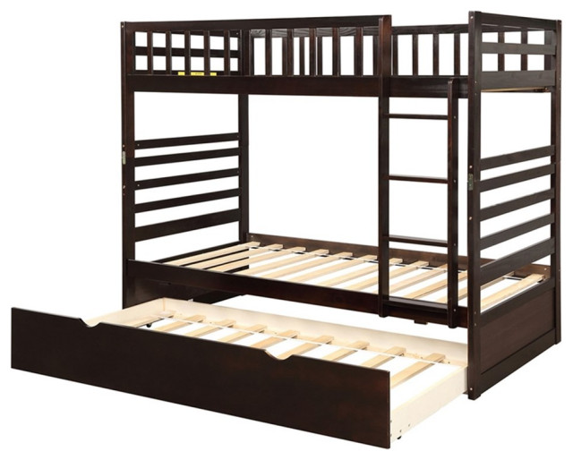 CRO Decor Twin Bunk Beds for Kids with Safety Rail and Movable Trundle