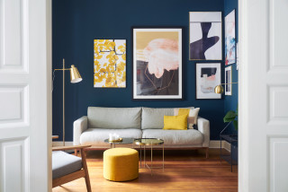 75 Wohnzimmer mit blauer Wandfarbe Ideen & Bilder - Mai 2023 | Houzz DE
