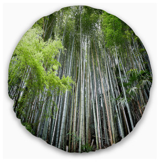 Insert Printed On Both Side Designart CU11177-20-20-C Dense Bamboo Japan Forest Round Cushion Cover for Living Room Sofa Throw Pillow 20