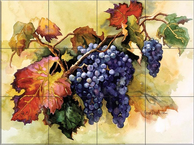 24 Tile Ceramic Tile Mural, Grapes Ready for Harvest, by Erin Dertner