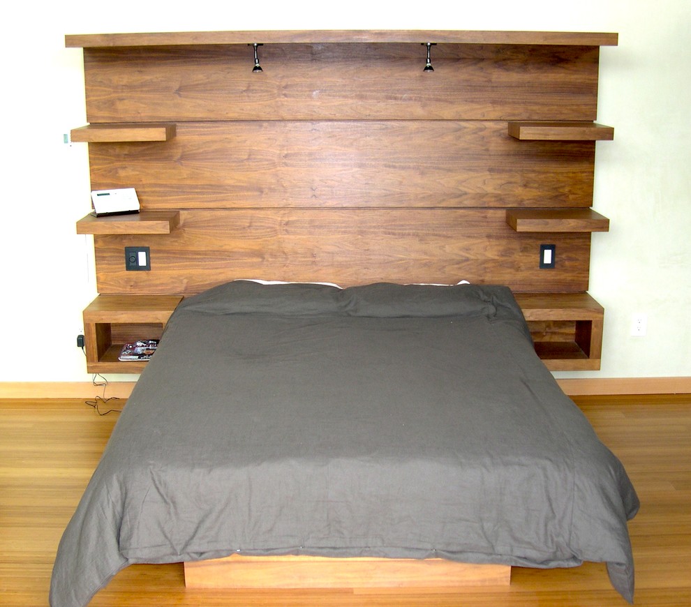 Photo of a contemporary bedroom in Portland.