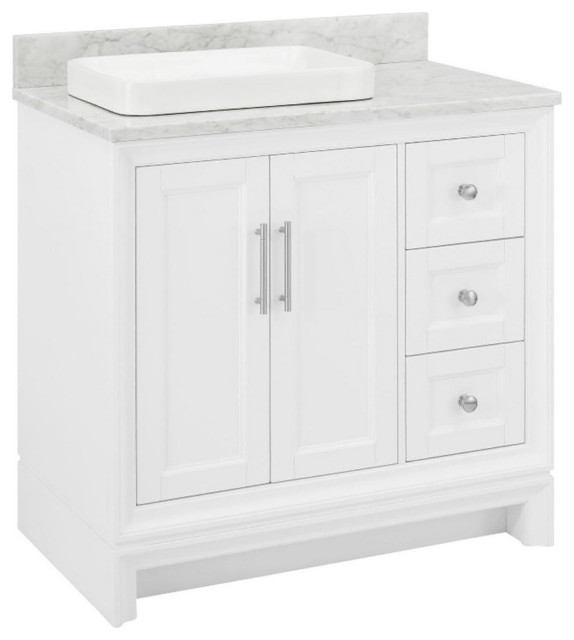 ED Ellen DeGeneres Anaheim 36" Vanity in White with Natural Carrara Top