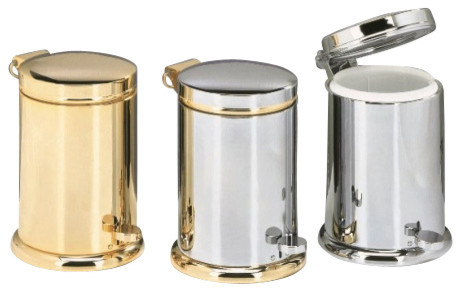 Gold Bead Nickel Wastebasket Hammered Silver Trash Can Bin Bathroom Modern 