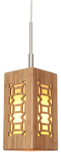 Woodbridge Lighting Light House Triune Small Bamboo Pendant in Nickel/Natural