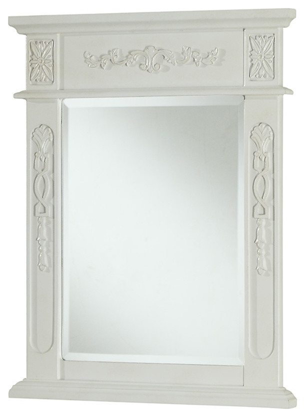 22"x28" Vanity Mirror, Antique White, Antique White Traditional