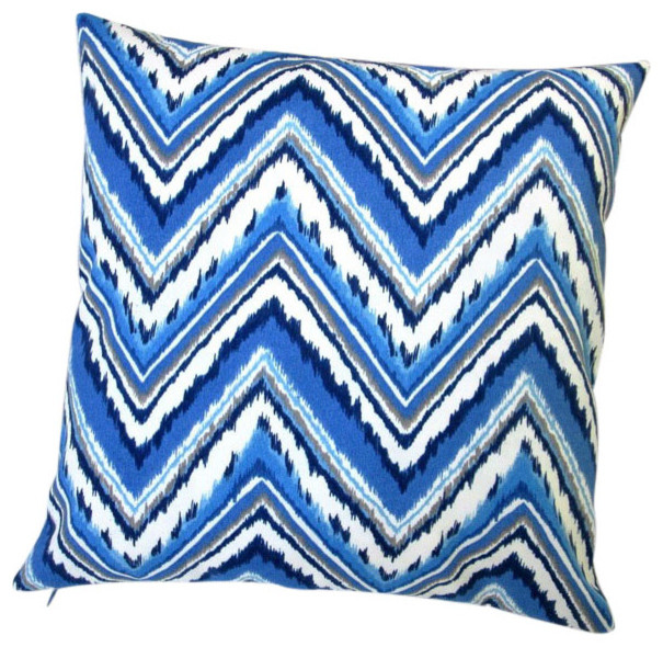 18 Blue Chevron Zig Zag Outdoor Throw Pillows Set Of 2