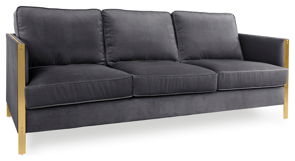 Pasargad S Firenze Collection Velvet Gray Sofa Contemporary Firenze Collection Velvet Gray Sofa