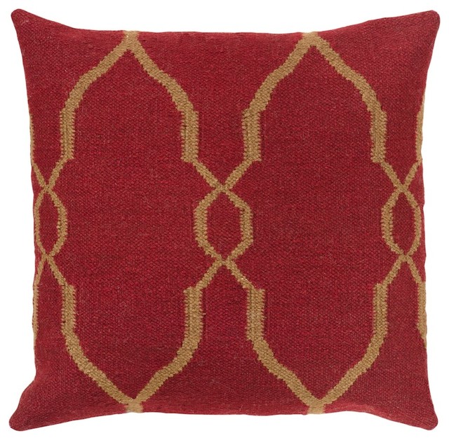 Fallon by Surya Down Fill Pillow, Dark Red/Dark Brown, 18"x18", FA019-1818D