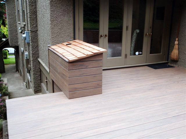 Inspiration for a mid-sized modern backyard deck remodel in Vancouver with no cover