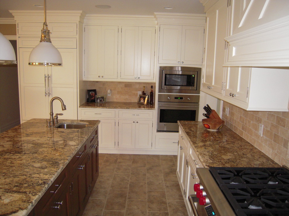 Example of a transitional kitchen design in New York