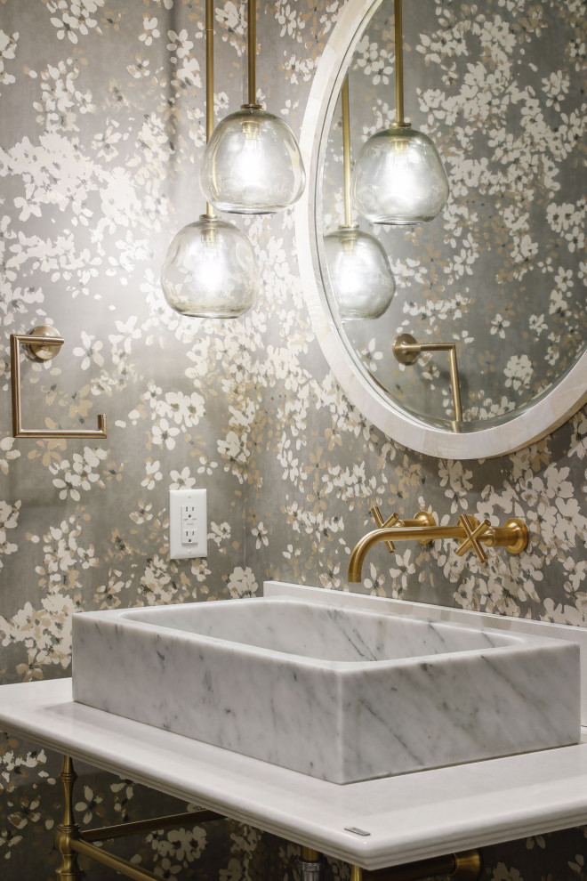Design ideas for a transitional powder room in Minneapolis.