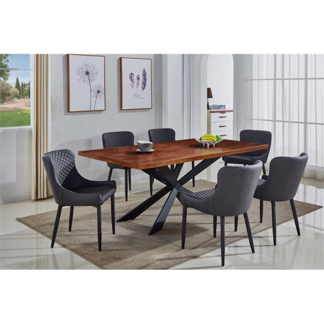 Pemberly Row Wood Dining Table in Walnut - Industrial - Dining Tables ...
