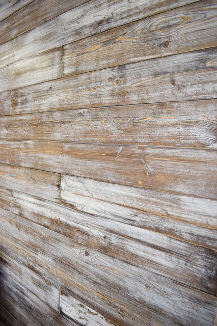 5" Planks Shiplap Wall, Weathered White/Brown, 25 Sq Ft - Farmhouse