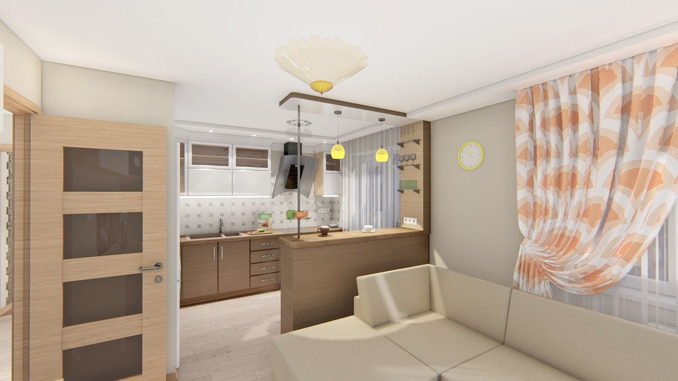 Кухня-гостиная в двухкомнатной квартире