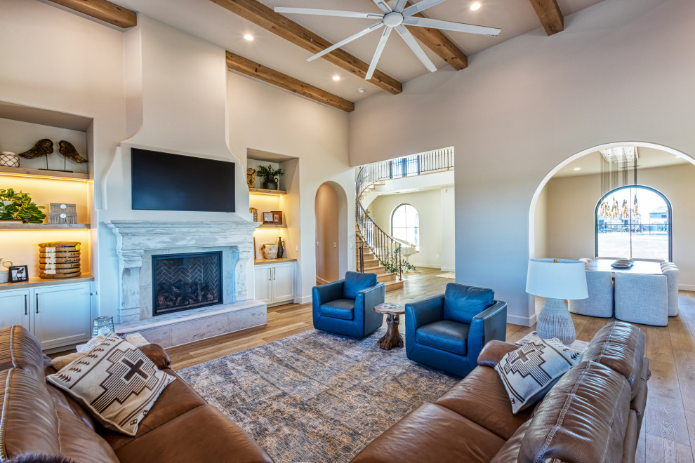 Open-Concept Great Room with View to the Foyer | Tuscan Farmhouse