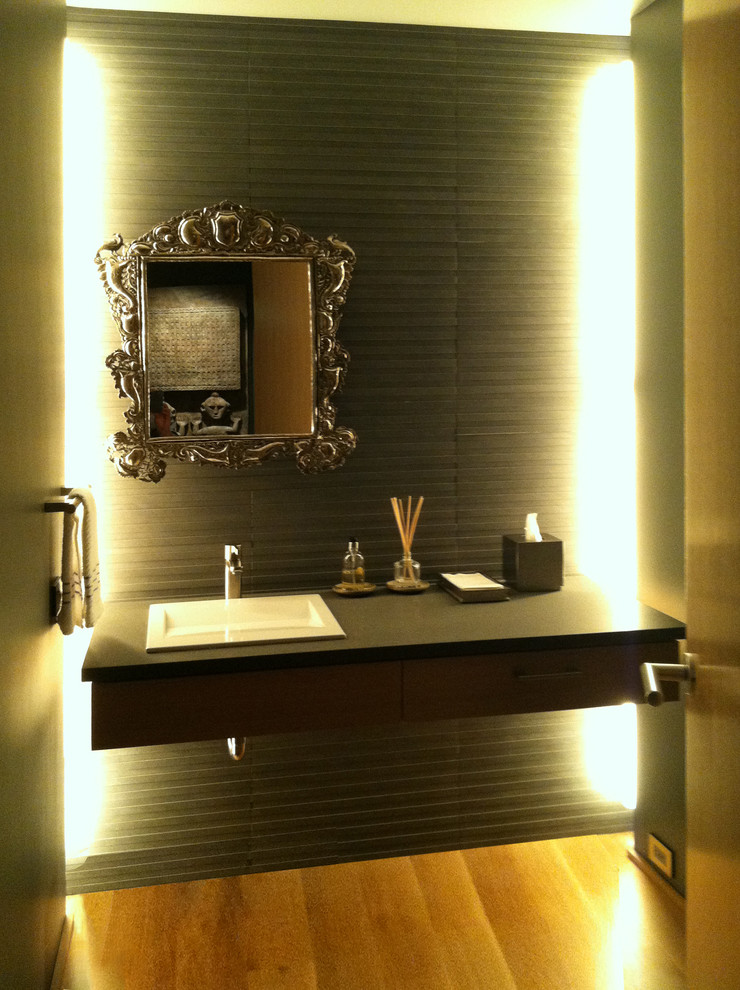 Photo of a contemporary powder room in Seattle.