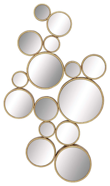 Contemporary Large Gold Metal Circles Wall Mirror 22 X40