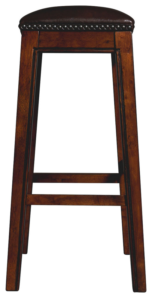 Picket House Bowen 30" Backless Bar Stool, Brown Transitional Bar
