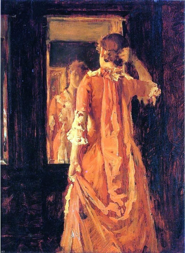 William Merritt Chase Young Woman Before a Mirror Print