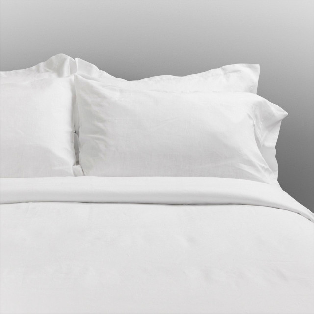 Unwashed Pure Flax Linen Sheets Set | White, Full