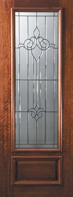 Slab Single Door 96 Wood Mahogany Arlington 1 Panel 3/4 Lite Glass