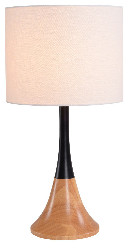 Jacoba Accent Lamp, Solid Wood and Matte Black, Modern, 22" Height, 12