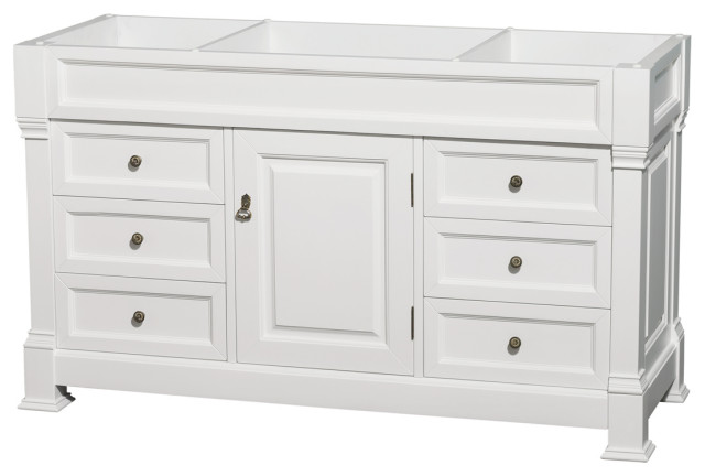 Andover 60" Single Bathroom Vanity in White, No Top, No Sink