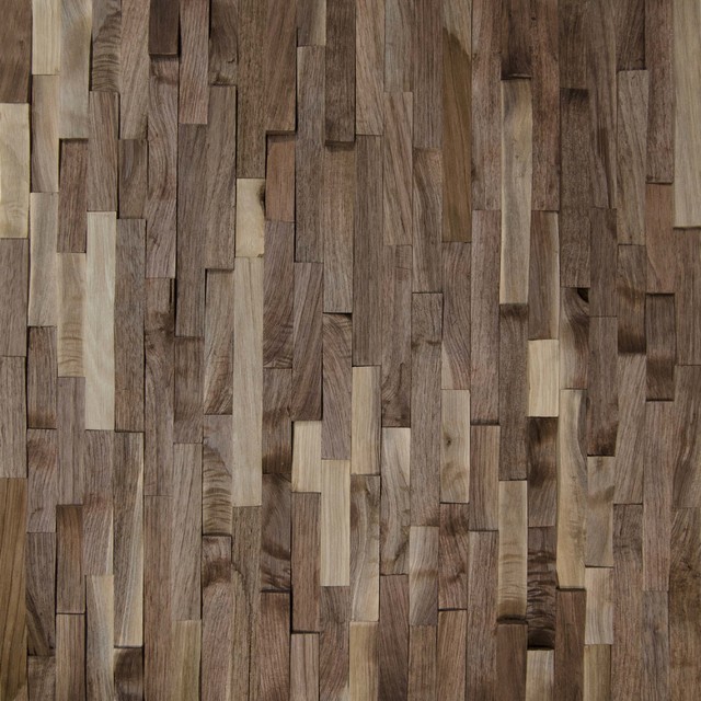 Wallure Striped - Walnut - Narrow - Split - Natural Wooden Wall Panel