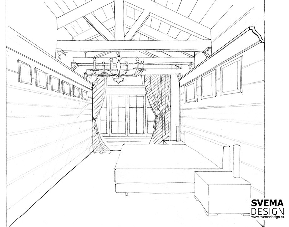 Дизайн-проект интерьера коттеджа у залива