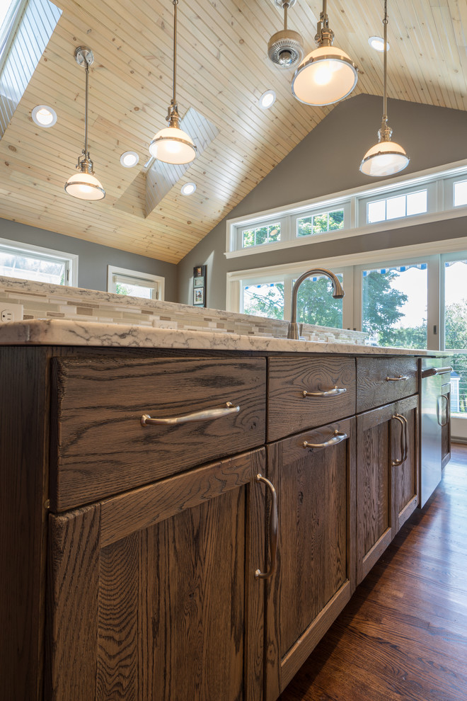 Example of a transitional kitchen design in Boston