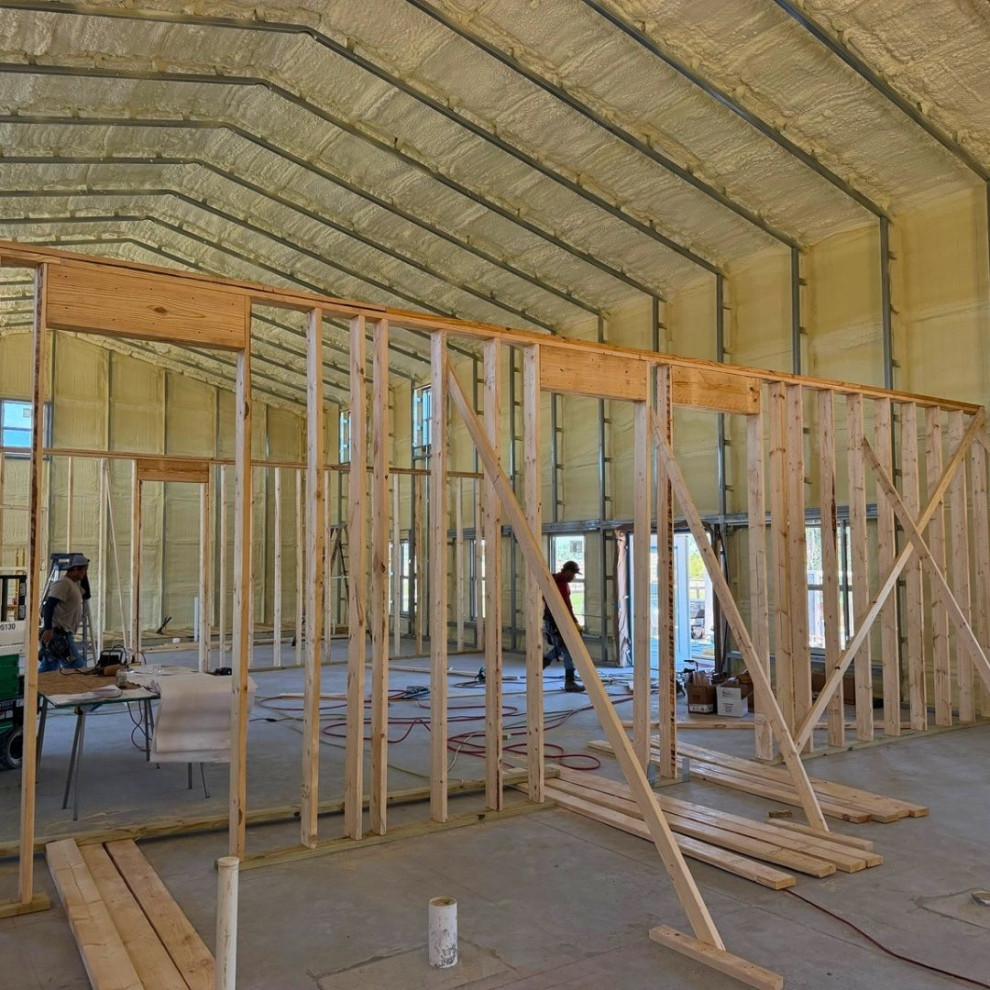 Residential Barndominium First-Floor Layout + Second-Floor Framing