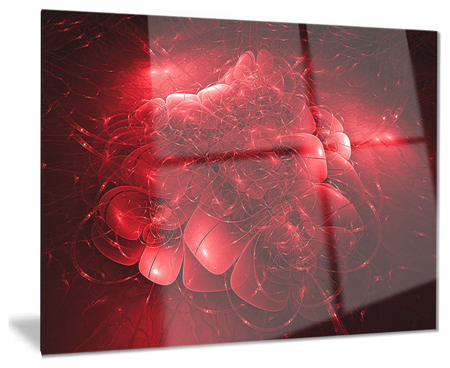 "Alien Mystical Flower Red" Glossy Metal Wall Art, 40"x30