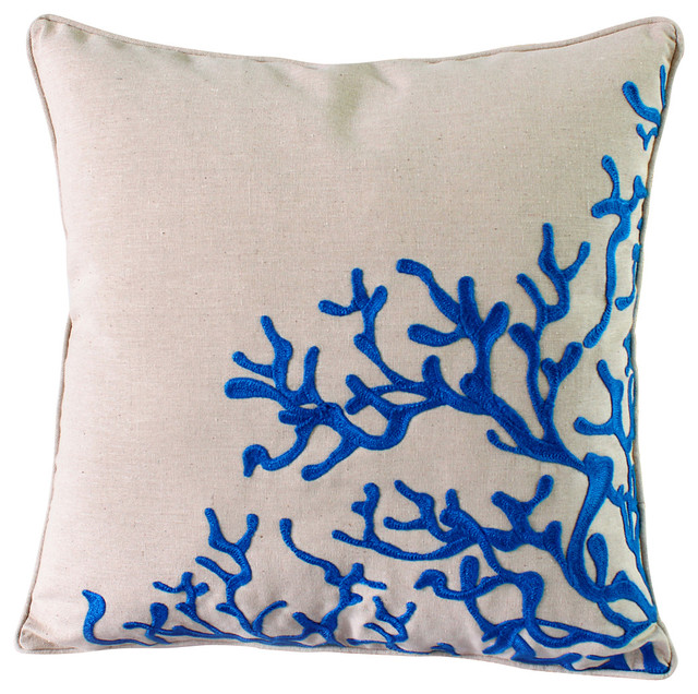 Ocean Coral Pillow, Blue