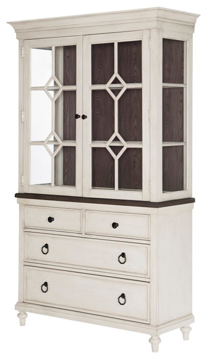Westport China Cabinet Weathered White and Cocoa Brown