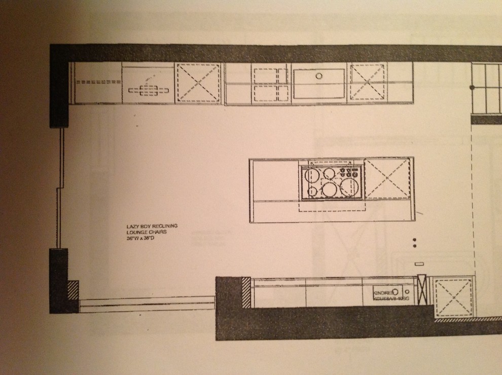 How much space between island and counter?