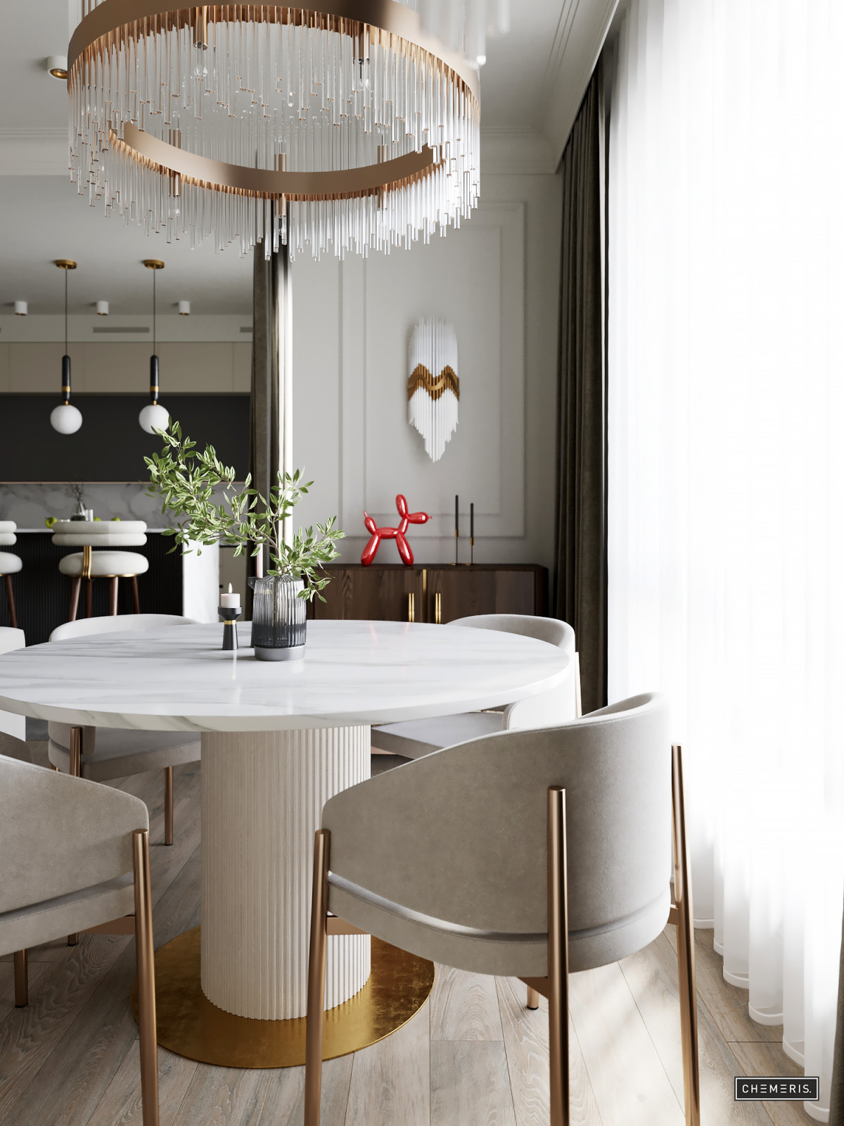 Молочно-белый неоклассический интерьер в Крылатском