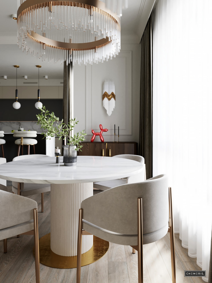 Молочно-белый неоклассический интерьер в Крылатском