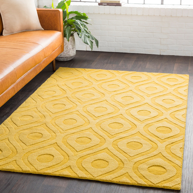 Central Park Solid And Border Bright Yellow Mustard Area Rug Contemporary Area Rugs By Surya Houzz