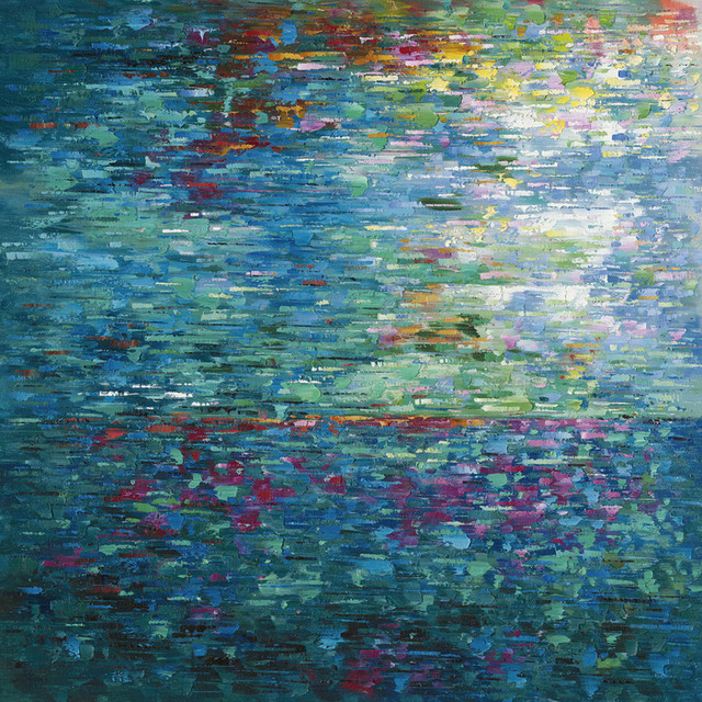 Blue Water Wall Decor Contemporary Paintings By Hedgeapple Blue Water Oil Painting On Stretched Canvas