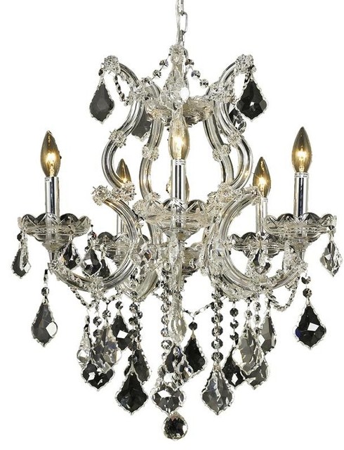 Elegant Maria Theresa 6-Light Chrome Pendant Clear Swarovski ...