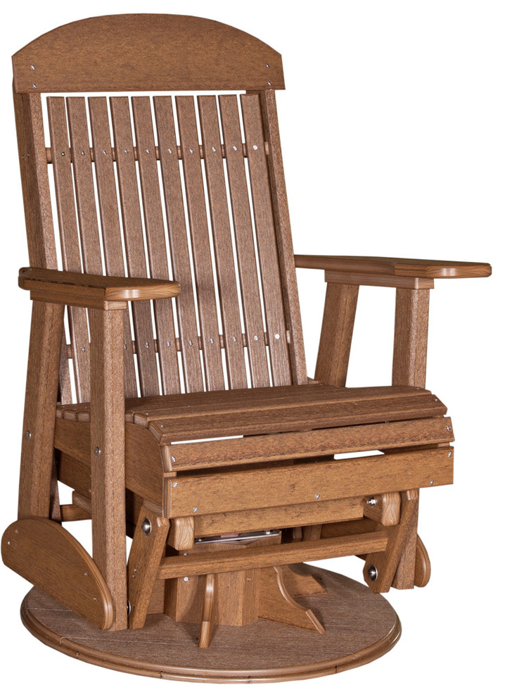 Highback Glider Swivel Chair in Premium Woodgrain Poly Lumber - Transitional - Outdoor Gliders 