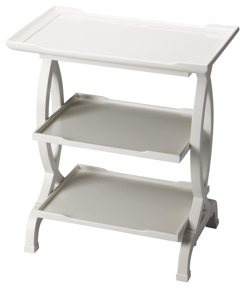 Butler Kimiko Glossy White Side Table, Glossy White Transitional