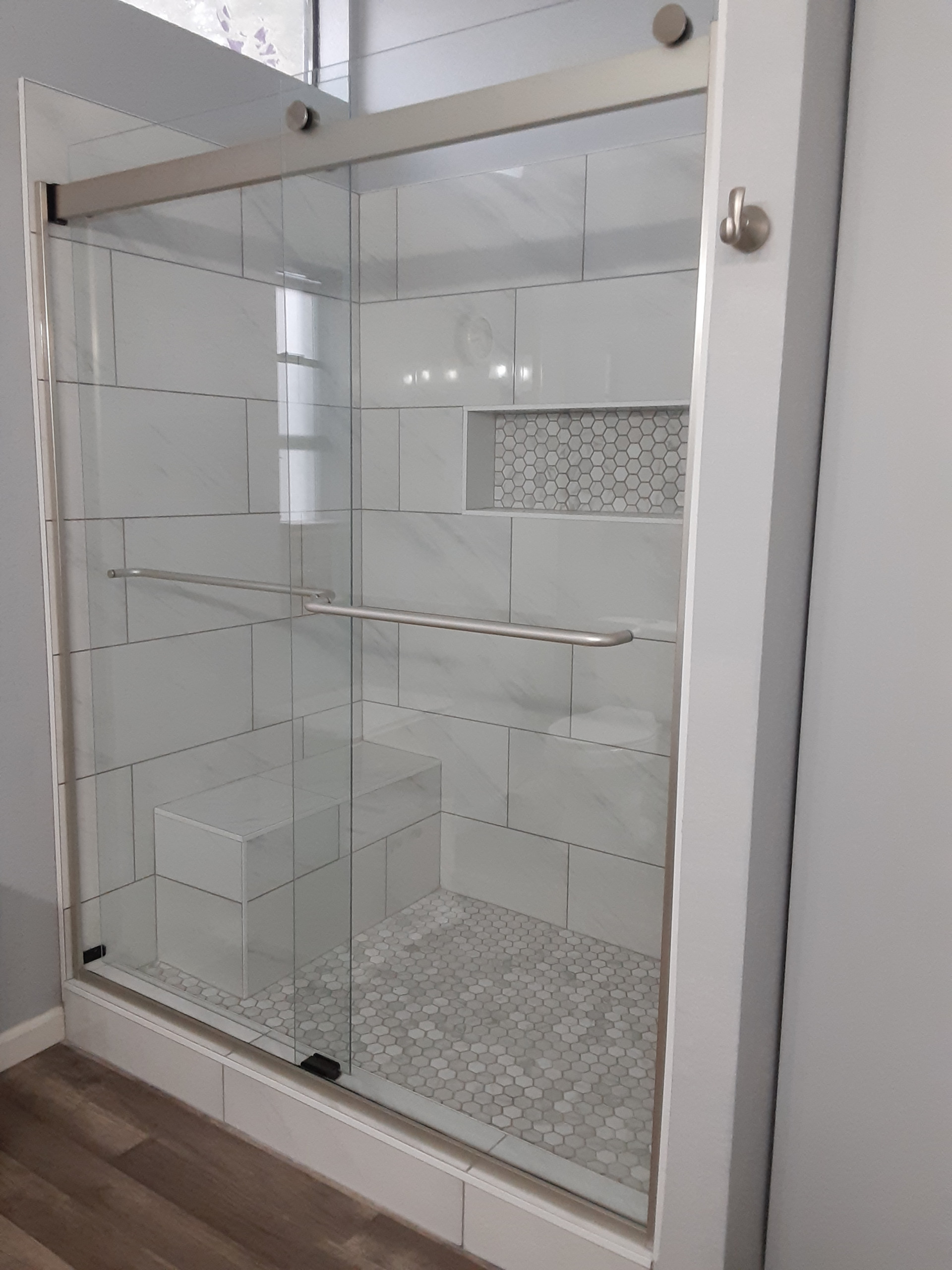 Master Bath Tub Conversion to Shower and Linen Closet