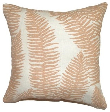 The Pillow Collection Udele Leaf Pillow - Coral