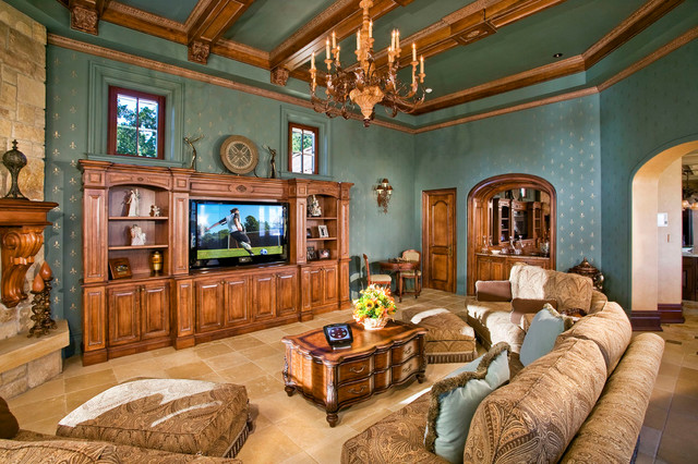 Family Living  Room  with Wood Trim  Moulding 