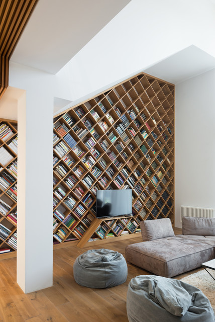 Библиотека в интерьере. contemporary-vardagsrum