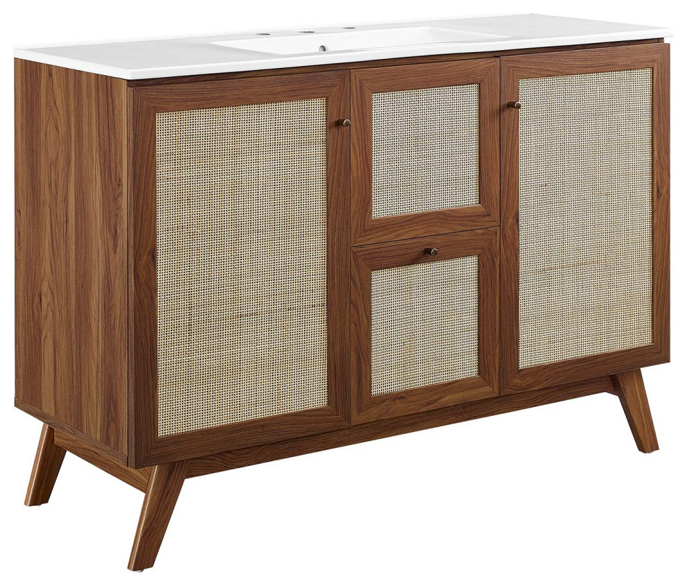 Soma 48" Single Sink Bathroom Vanity Walnut White Tropical