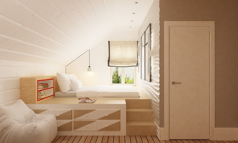 Интерьер загородного дома из оцилиндрованного бруса.