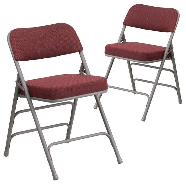 Hercules Series Premium Fabric Upholstered Folding Chairs, Burgundy, Set of 2