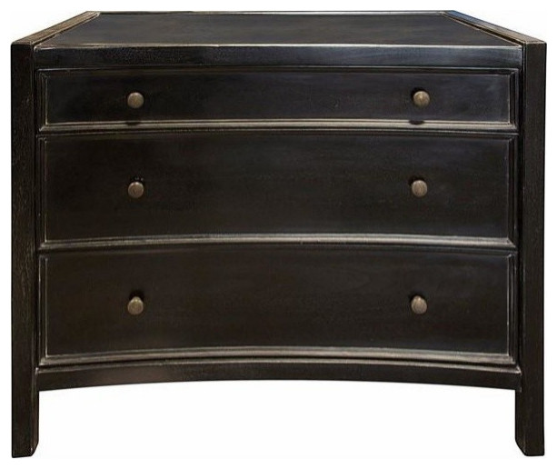 Theodora Side Table, Hand Rubbed Black Transitional Side Tables And